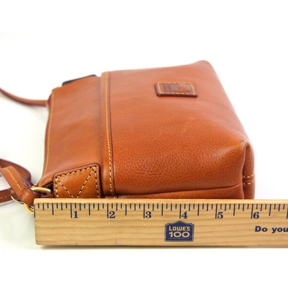 Dooney & Bourke TAN BROWN REAL LEATHER LOGO XBODY SHOULDER BAG MESSENGER HANDBAG - Picture 15 of 16